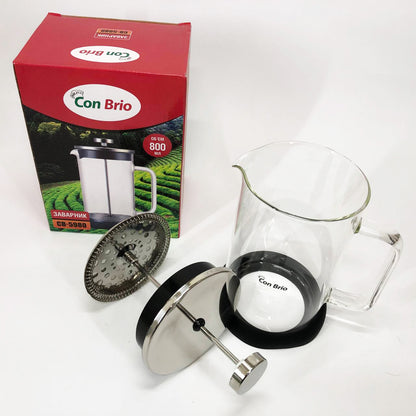 Френч-пресс Con Brio CB-5980 800 мл, Чайник для заваривания трав, Заварник прозрачный