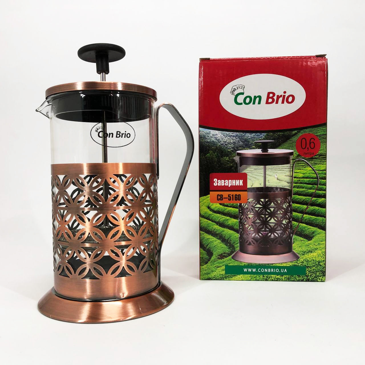 Френч-пресс Заварник для чая Con Brio CB-5160 600мл, Чайник самовар стеклянный, Чайники для заварки