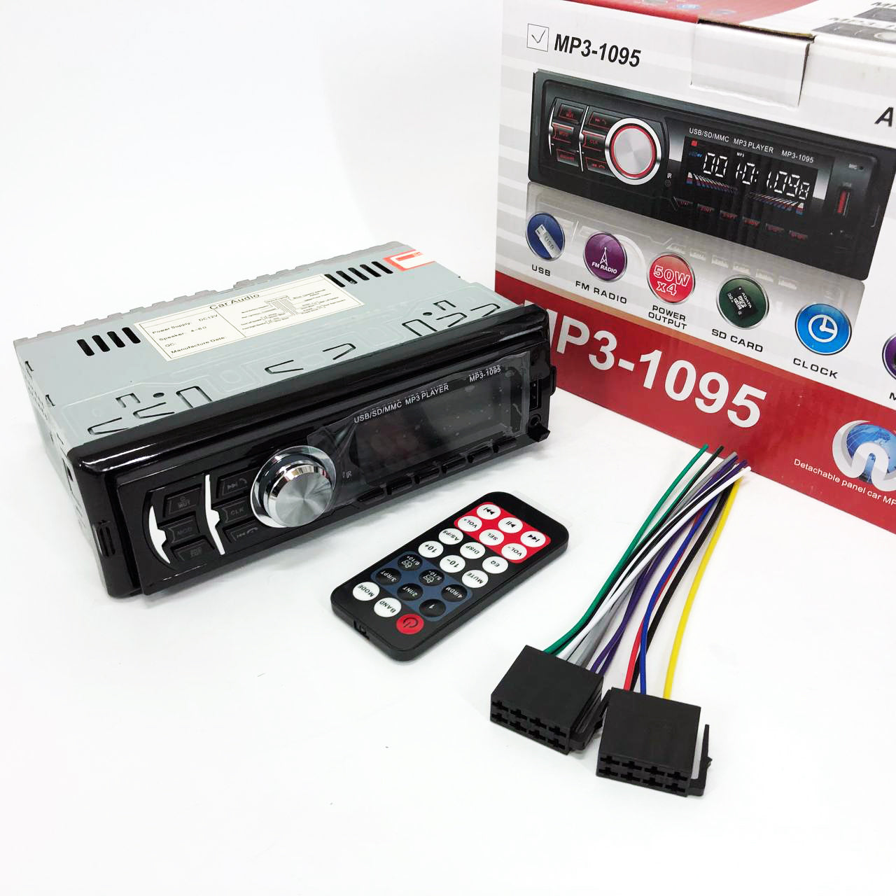 Автомагнитола MP3 1095/7336 BT ISO со съемной панелью 1DIN 4х50Вт, Автомобильная магнитола стерео звук