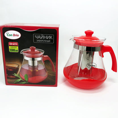 Чайник заварочный Con Brio Green CB-6215 1,5 л, Чайник заварочный качественный на кухню. Цвет: красный