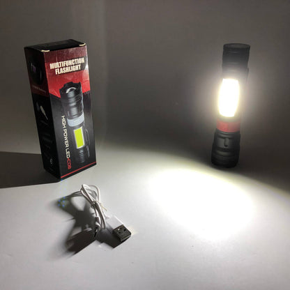 Фонарь ручной аккумуляторный PL-826-P70-COB(white+red), Портативный точечный фонарь, Походный фонарик