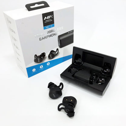 Наушники Bluetooth NIA NB710 с кейсом черные беспроводные, Наушники для тренировок сенсорные беспроводные
