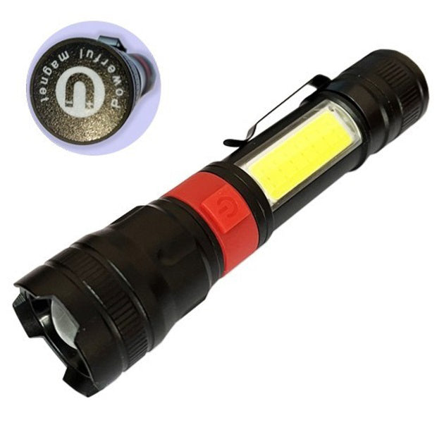 Фонарь ручной аккумуляторный PL-826-P70-COB(white+red), Портативный точечный фонарь, Походный фонарик