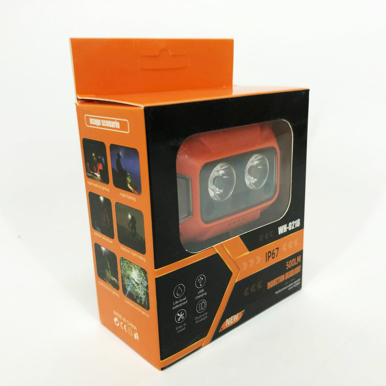 Фонарь налобный WH-0218-XPG(white+yellow)+SMD(red), Налобный фонарь для туризма рыбалки и охоты