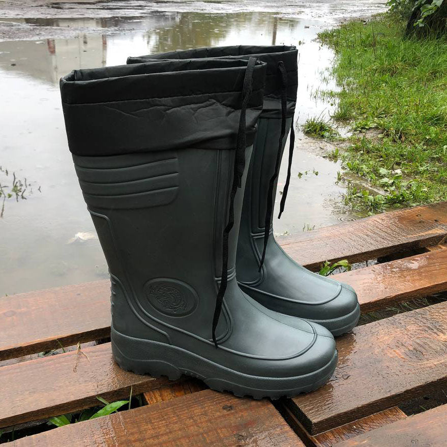 Сапоги мужские резиновые высокие утепленные с подвязкой 44 размер (29 см), сапоги резиновые для рыбалки