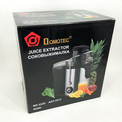 Электрическая соковыжималка Domotec MS-5220/3513 2 скорости отжима 600 W, соковыжималка для моркови
