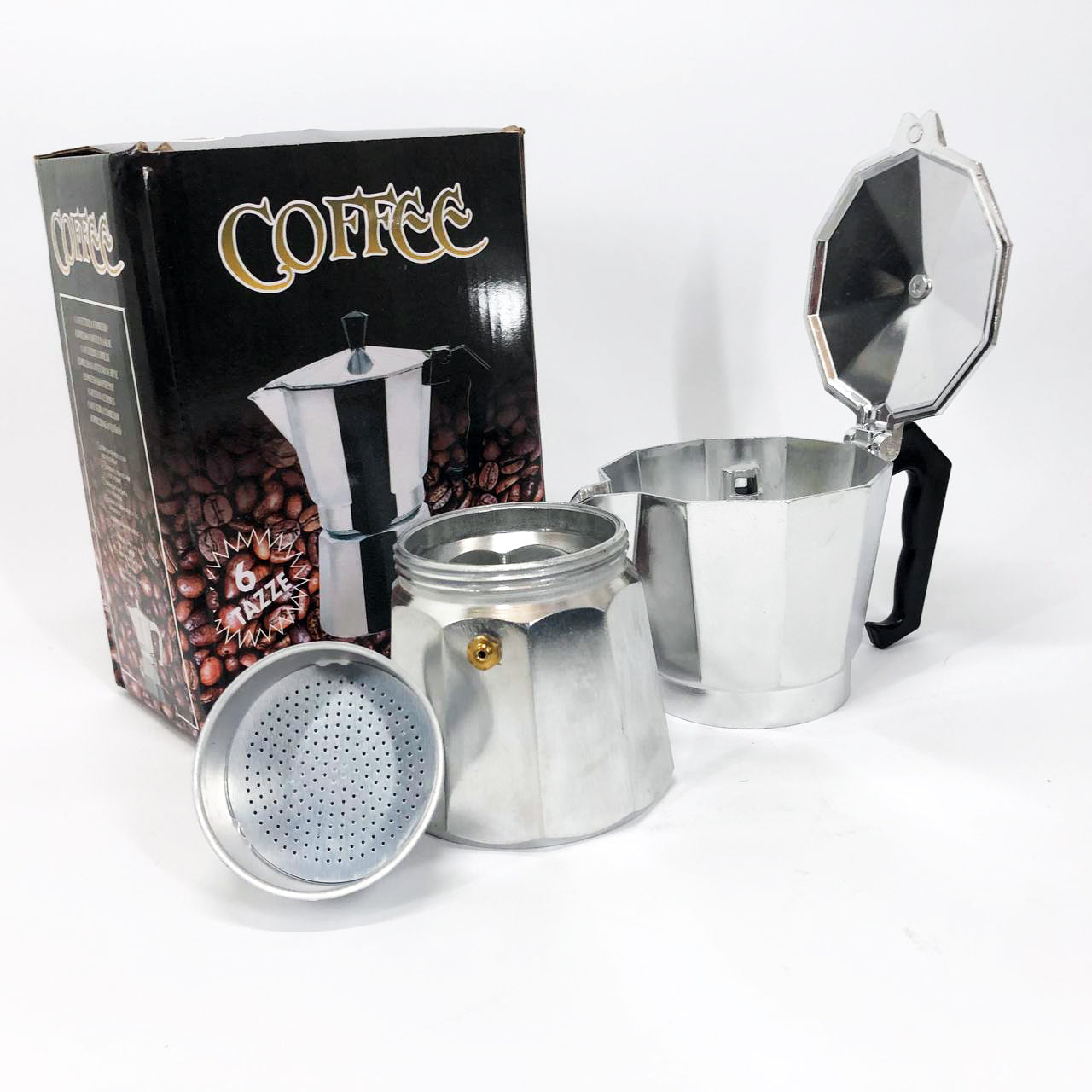 Кофеварка гейзерная из нержавеющей стали UNIQUE UN-1912 270 мл, Гейзерная кофеварка 3 чашки