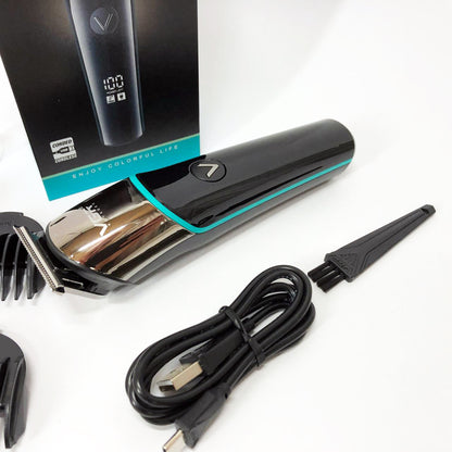 Профессиональная машинка для стрижки волос триммер VGR V-291 с насадками, электробритва. Цвет: зеленый