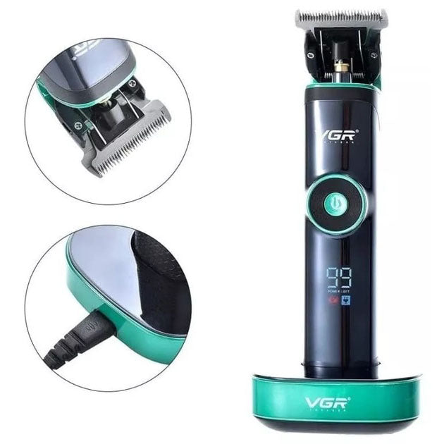 Универсальная машинка триммер для стрижки волос VGR V-671 аккумуляторный с набором насадок и LED дисплеем