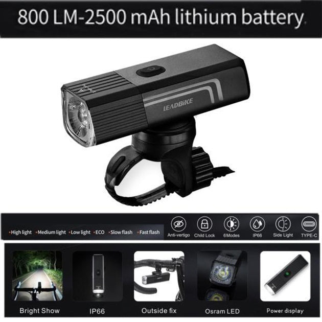 Велофара мощная LEADBIKE LD88-OSRAM 800LM, Долговечный велосипедный фонарь, Лед фара на велосипед