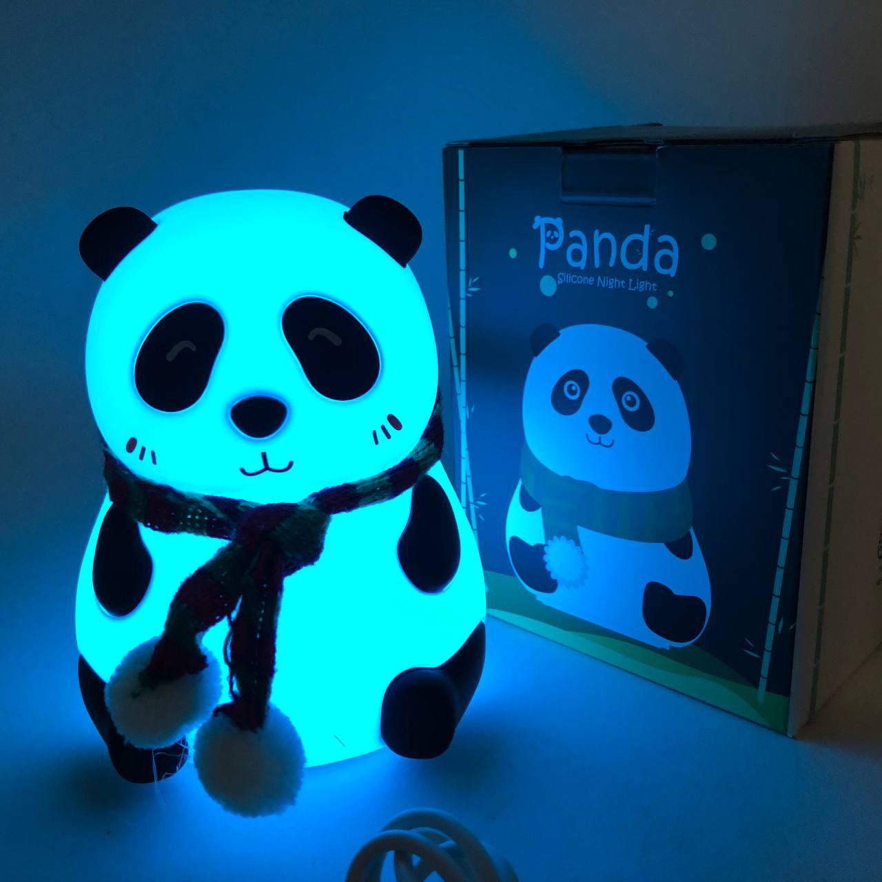 Детский силиконовый ночник светильник Панда 7 цветов, Силиконовый ночник игрушка для детей