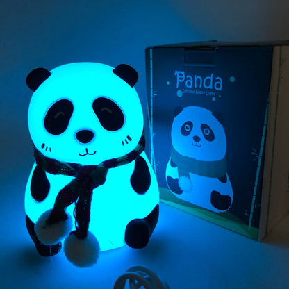Детский силиконовый ночник светильник Панда 7 цветов, Силиконовый ночник игрушка для детей