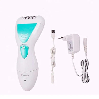 Эпилятор Gemei GM-7006 4в1 - Профеcсиональный беспроводной эпилятор бритва с насадками триммер + пемза