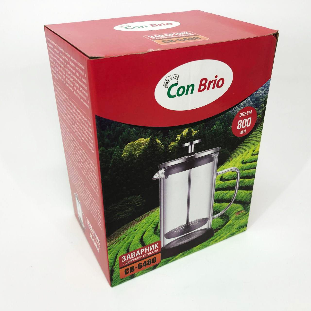 Френч-пресс с двойными стенками Con Brio CB-6480 800 мл, Заварник для чая с прессом многоразовый