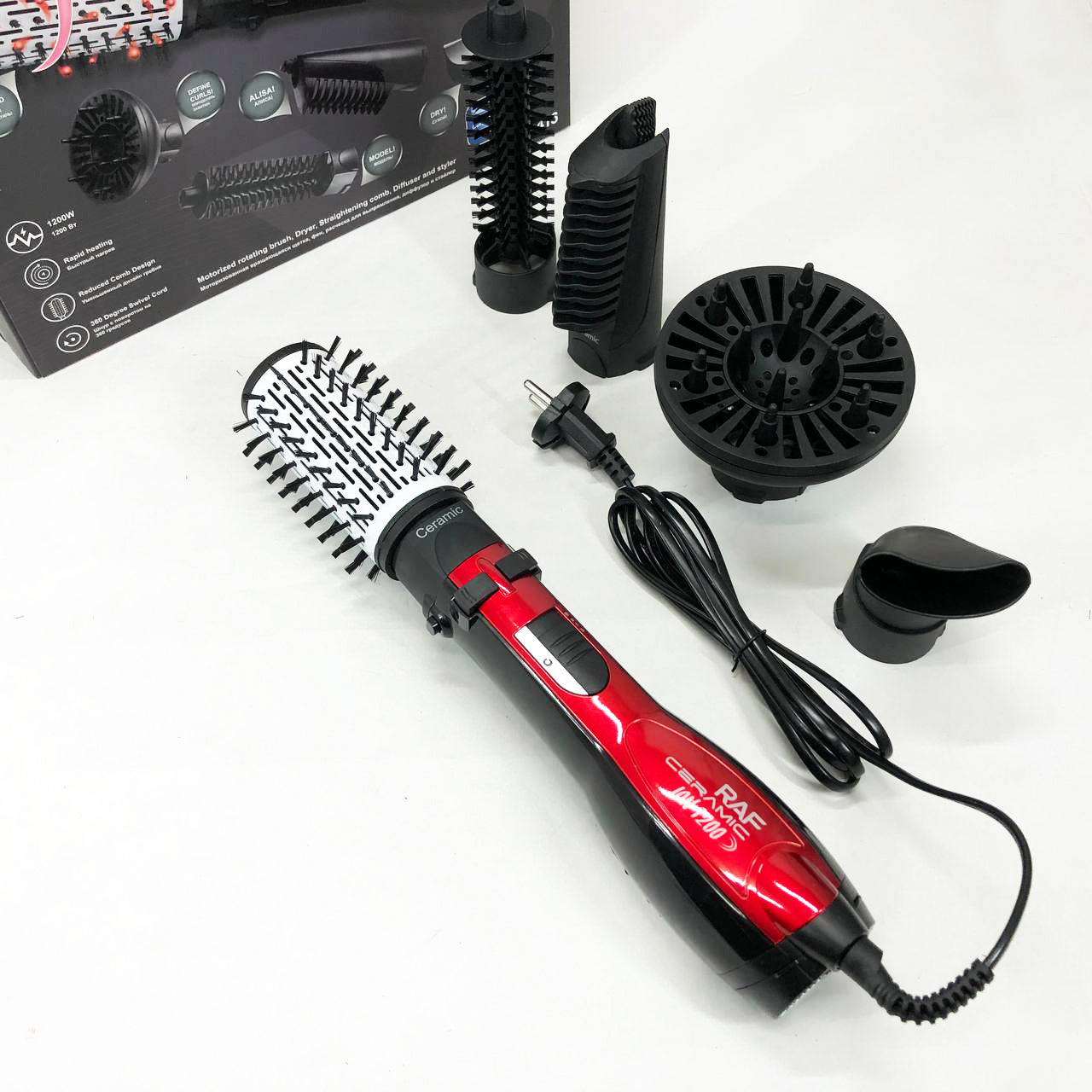 Фен стайлер RAF R.416 5в1 щетка расческа для сушки укладки волос 1200 Вт