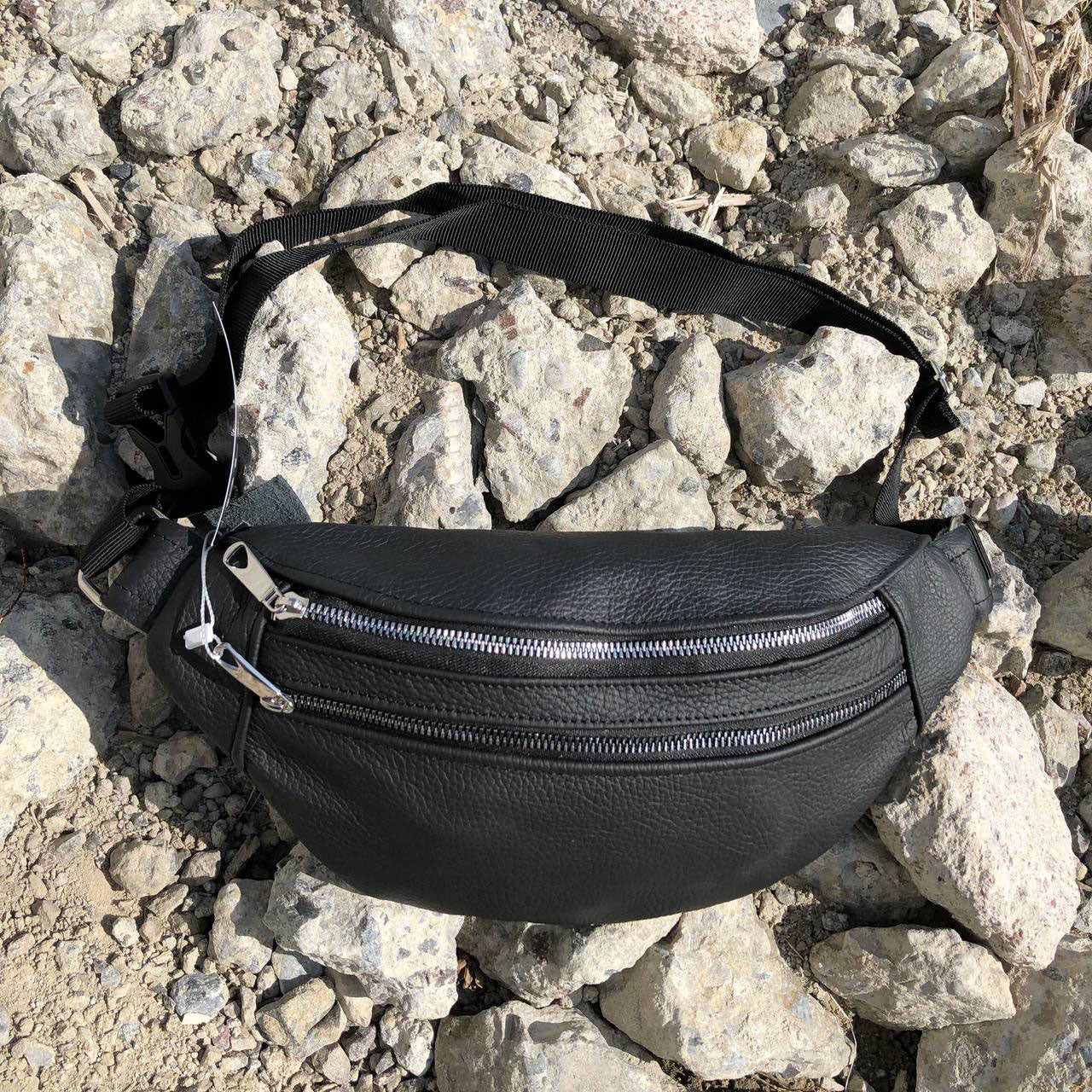 Качественная бананка из натуральной кожи, сумка мужская - женская кожаная барсетка.