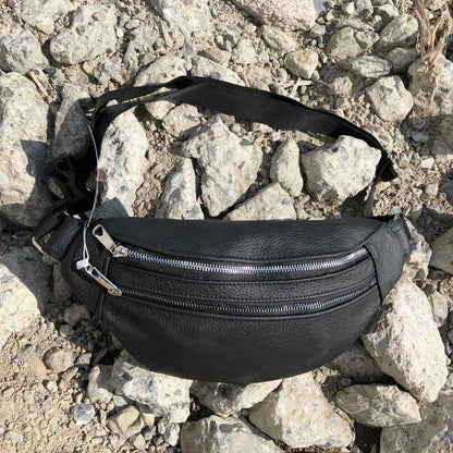 Качественная бананка из натуральной кожи, сумка мужская - женская кожаная барсетка.