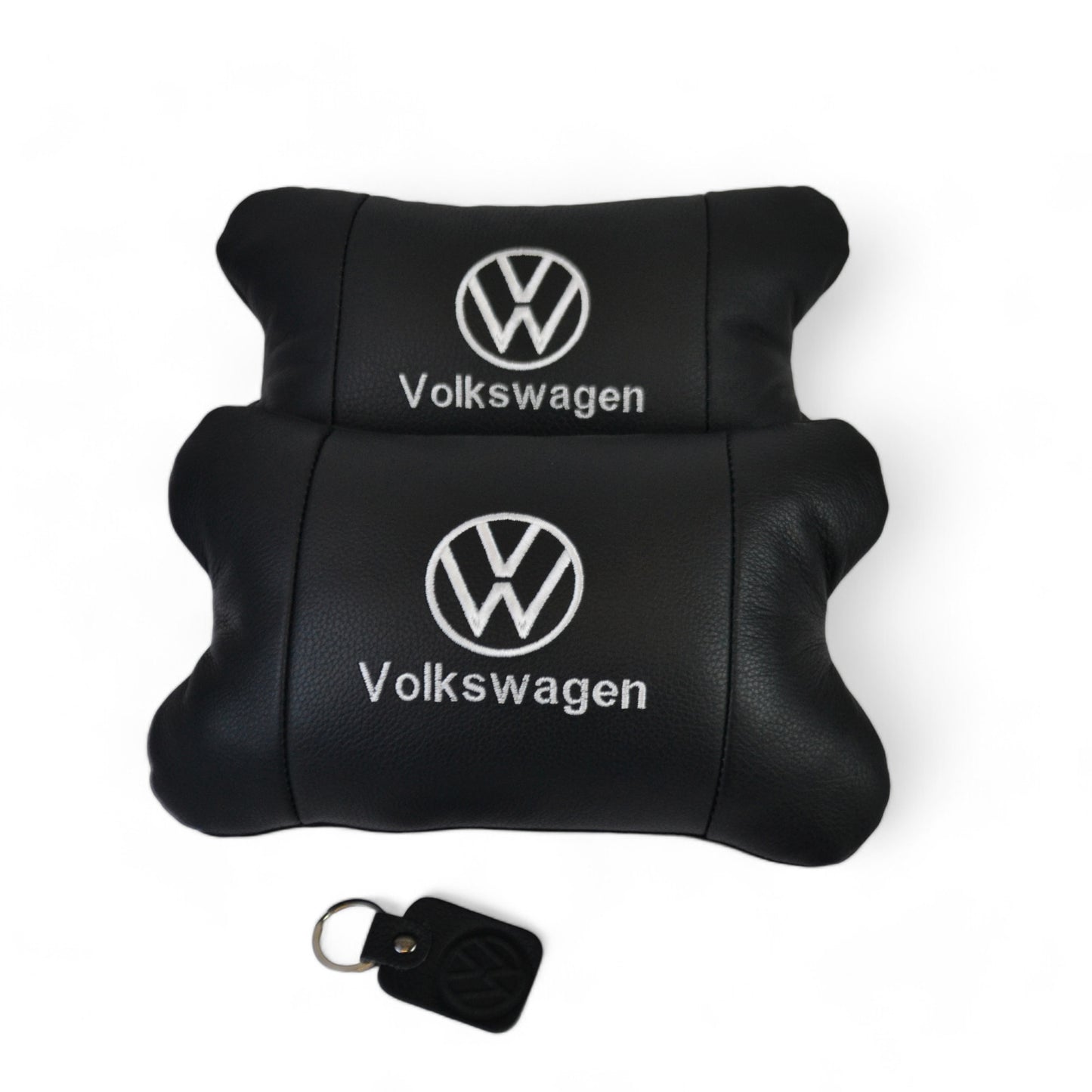 Набор подушек 2шт в авто Volkswagen из натуральной кожи, на подголовник в машину, Автомобильная подушка
