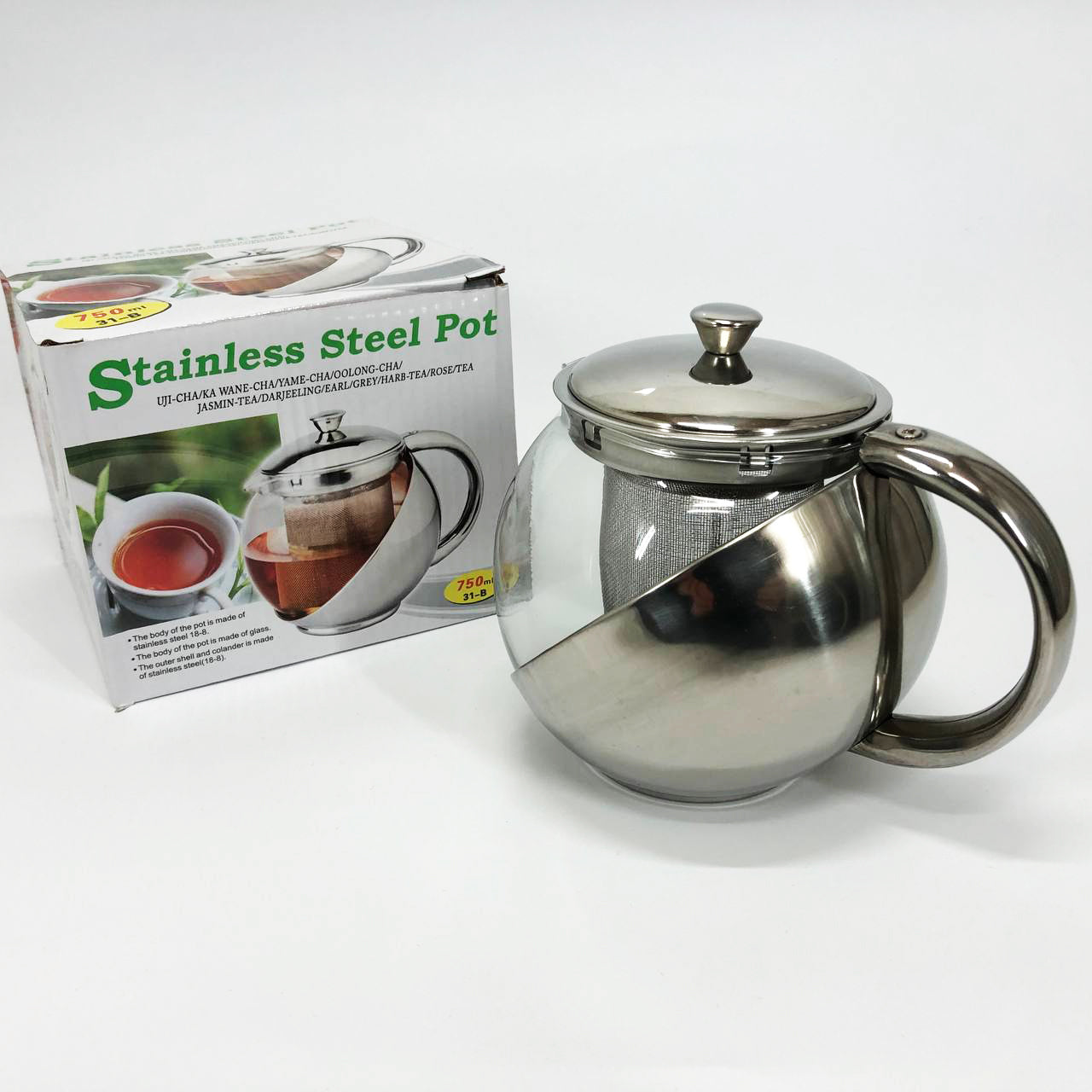 Стеклянный заварник с сетчатым фильтром UNIQUE UN-1162 0.75 л Удобный заварочный чайник из стекла с ситом