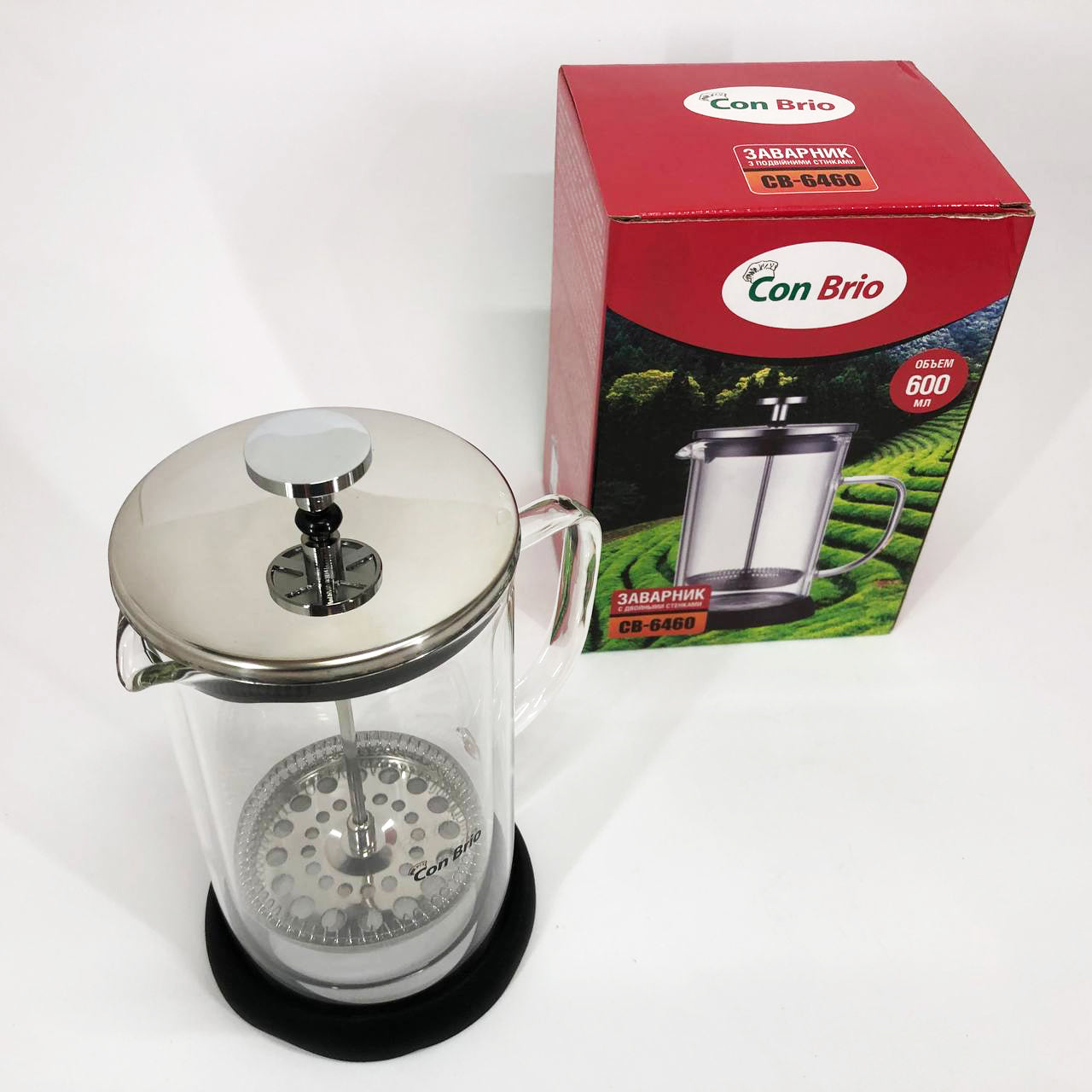 Френч-пресс с двойными стенками Con Brio CB-6460 600 мл, Френч-пресс для крепкого кофе китайский заварник