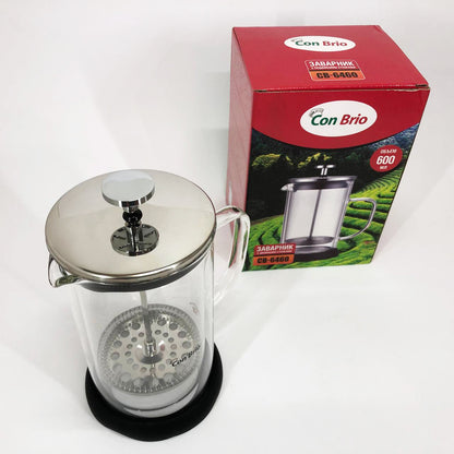 Френч-пресс с двойными стенками Con Brio CB-6460 600 мл, Френч-пресс для крепкого кофе китайский заварник