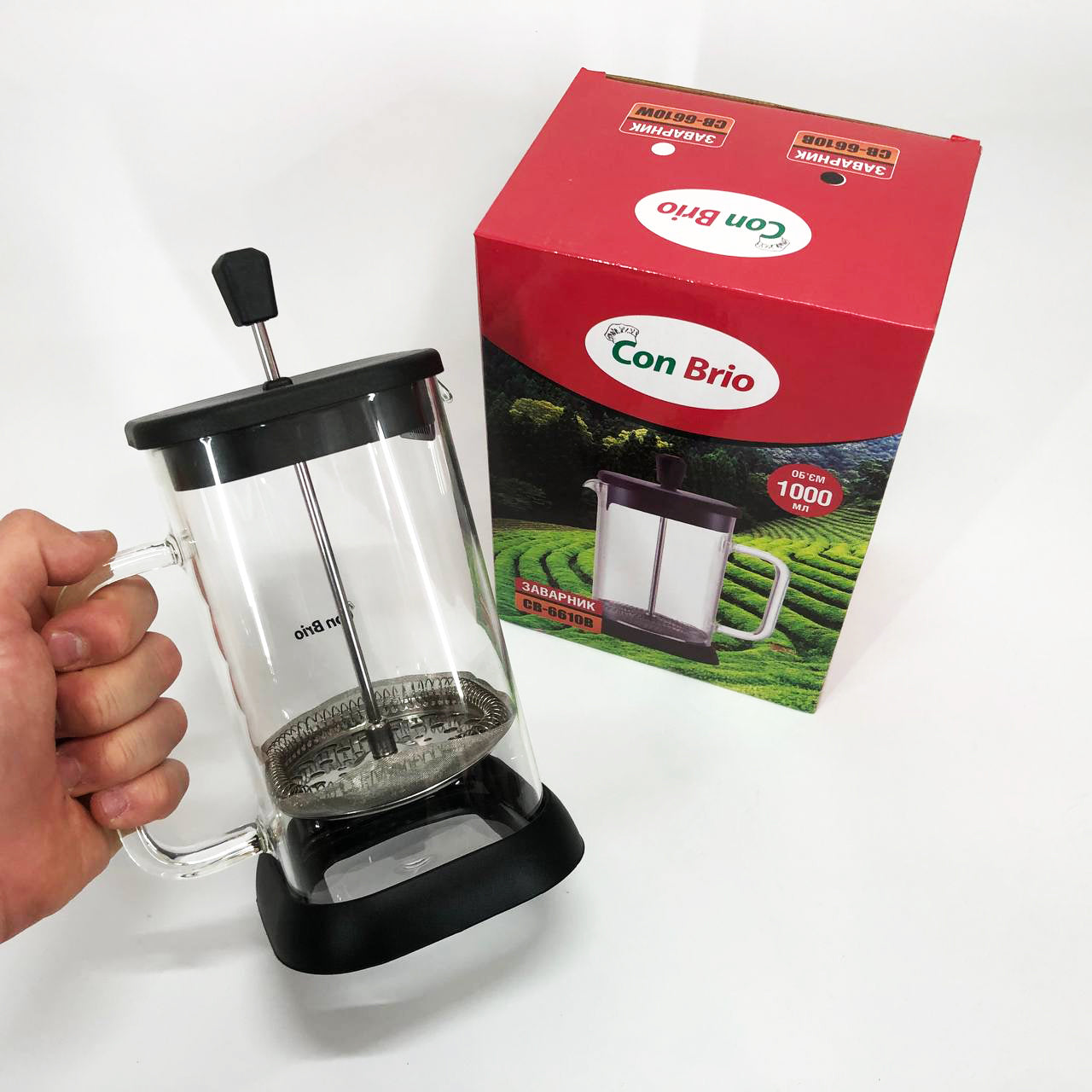 Френч-пресс Con Brio CB-6610В 1000 мл, Заварник для трав, Заварник стеклянный с прессом китайский