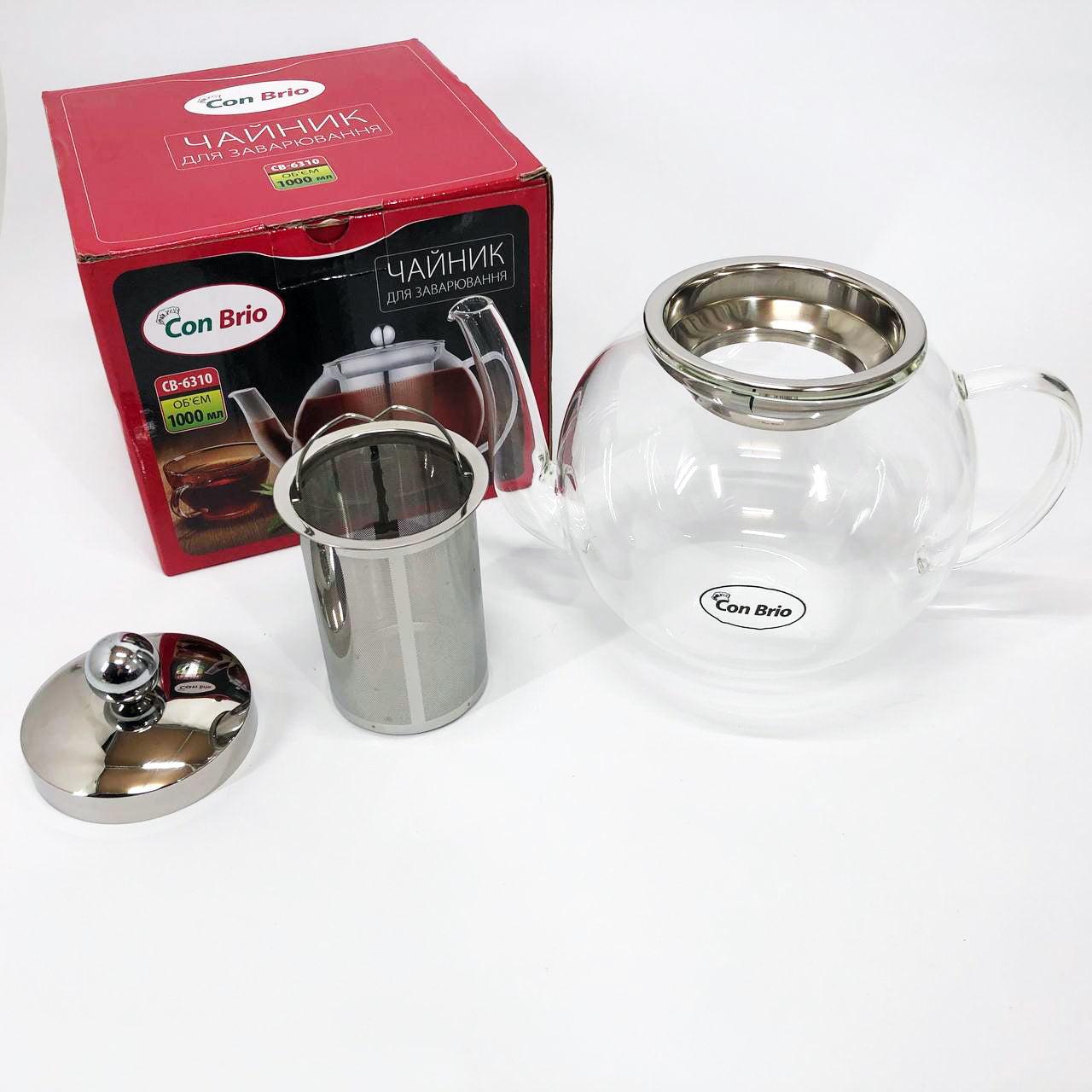 Заварочный чайник Con Brio 1 л CB-6310, Чайник самовар стеклянный, Эксклюзивные заварочные чайники