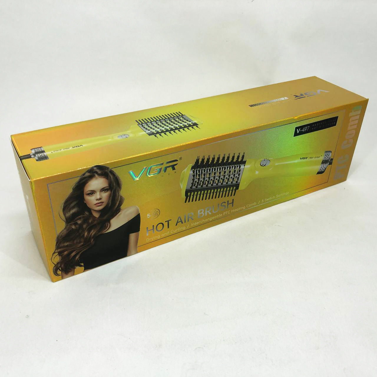 Фен стайлер для укладки и завивки волос VGR V-497. Цвет: желтый