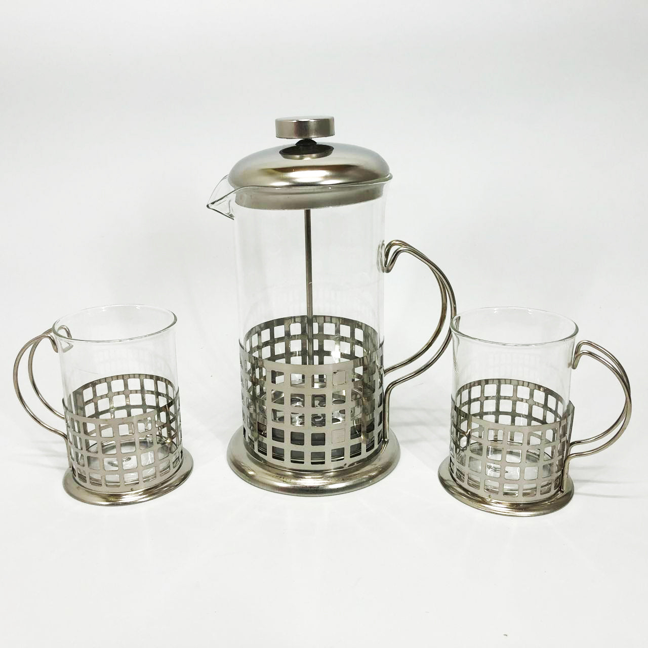 Пресс заварник из жаропрочного боросиликатного стекла UNIQUE UN-1155 0.6 л + 2 чашки Френч-пресс для кофе