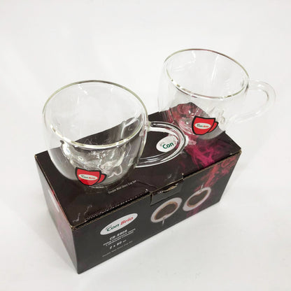 Набір скляних чашок із подвійними стінками (серце) Con Brio СВ-8908-2, 2шт, 80мл