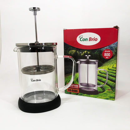 Френч-пресс с двойными стенками Con Brio CB-6480 800 мл, Заварник для чая с прессом многоразовый