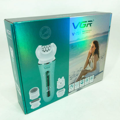 Эпилятор VGR 5 в 1 V-751, 5 насадок. Цвет: зеленый