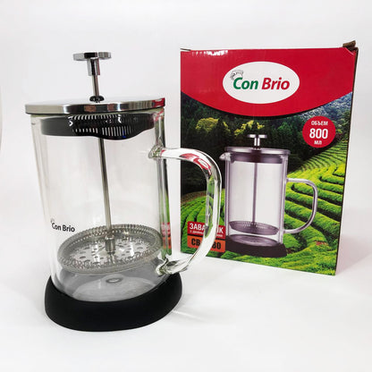 Френч-пресс с двойными стенками Con Brio CB-6480 800 мл, Заварник для чая с прессом многоразовый
