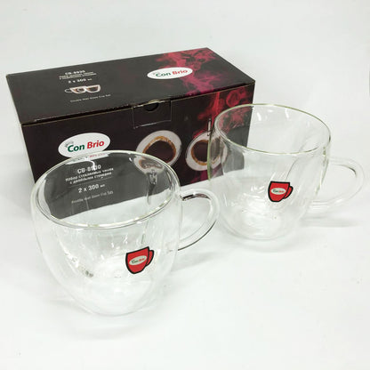 Набір скляних чашок із подвійними стінками (серце) Con Brio СВ-8930-2, 2шт, 300мл