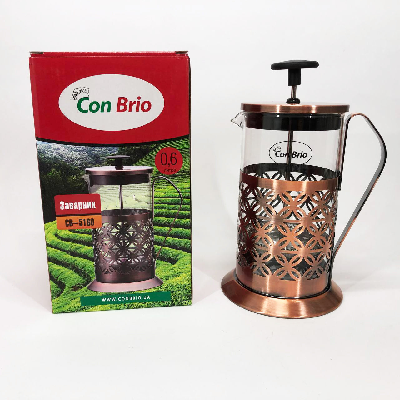 Френч-пресс Заварник для чая Con Brio CB-5160 600мл, Чайник самовар стеклянный, Чайники для заварки