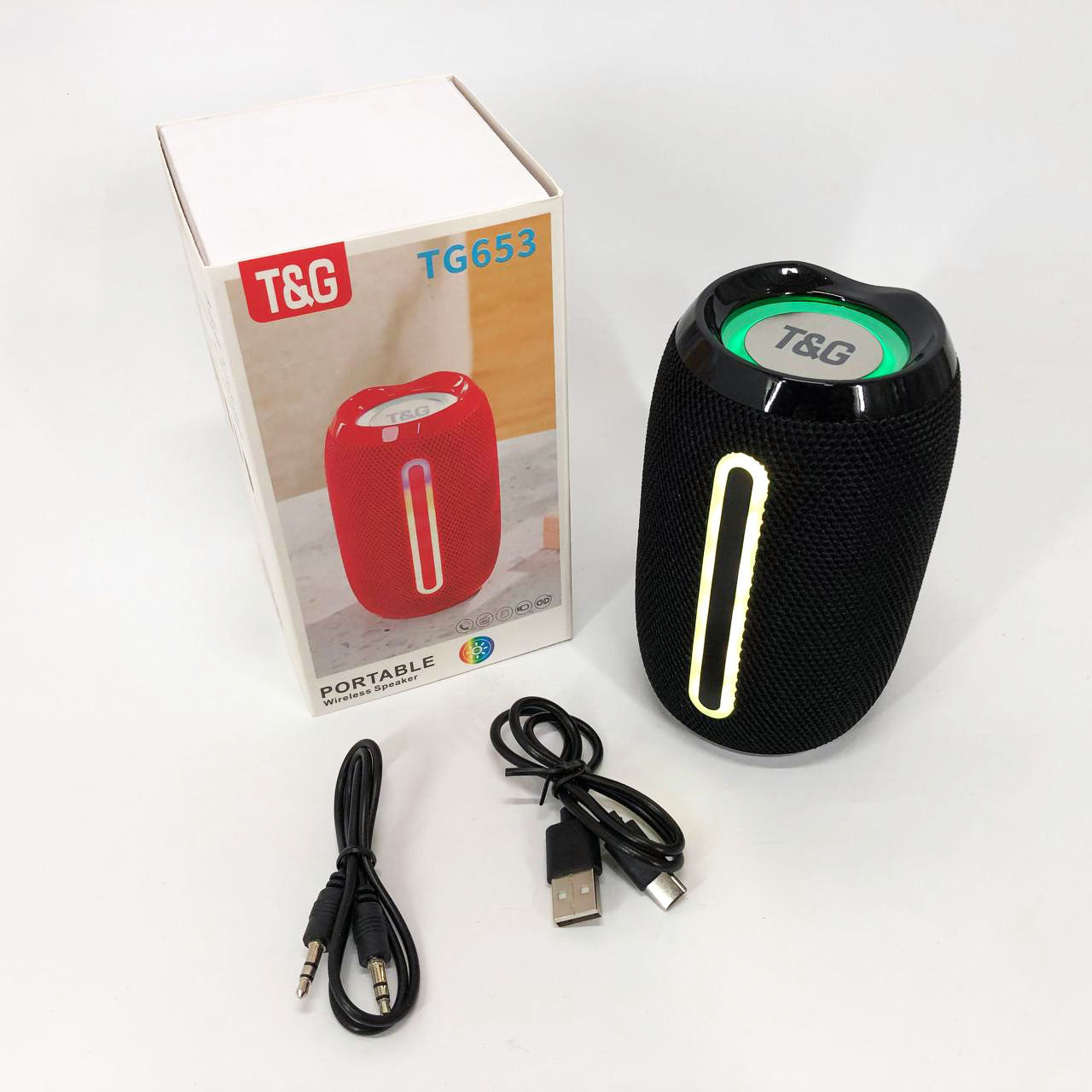 Портативная Bluetooth-колонка TG653 USB с ремешком, аккумуляторная колонка для музыки. Цвет: черный
