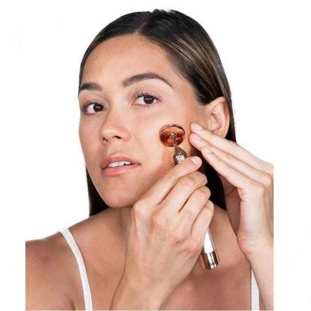 Массажер ролик электрический для лица Facial Roller Massager. Цвет: бежевый