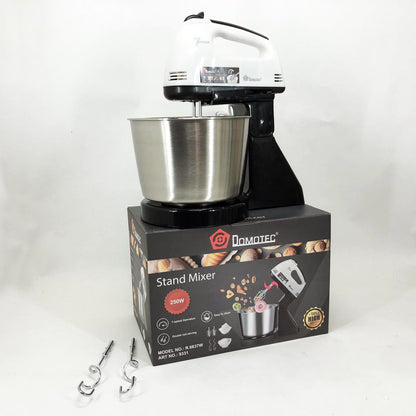 Миксер стационарный с металлической чашей Domotec R6637W Кухонный электрический на 250 Вт 7 скоростей