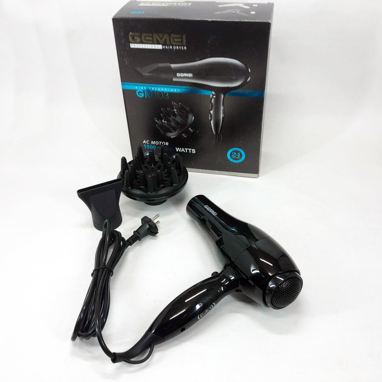 Професійний фен Gemei GM-103 2200Вт для сушіння укладання волосся режими швидкості, температури, сенсор
