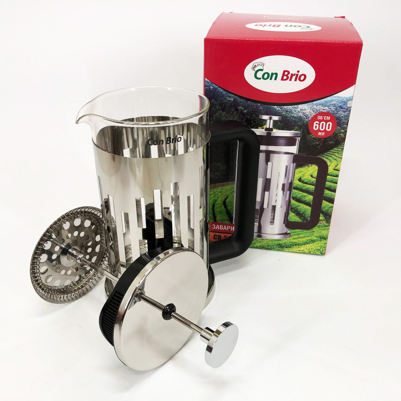 Заварник Con Brio CB-5060 Френч-пресс 600 мл,  Чайник самовар стеклянный, Заварники для чая и кофе
