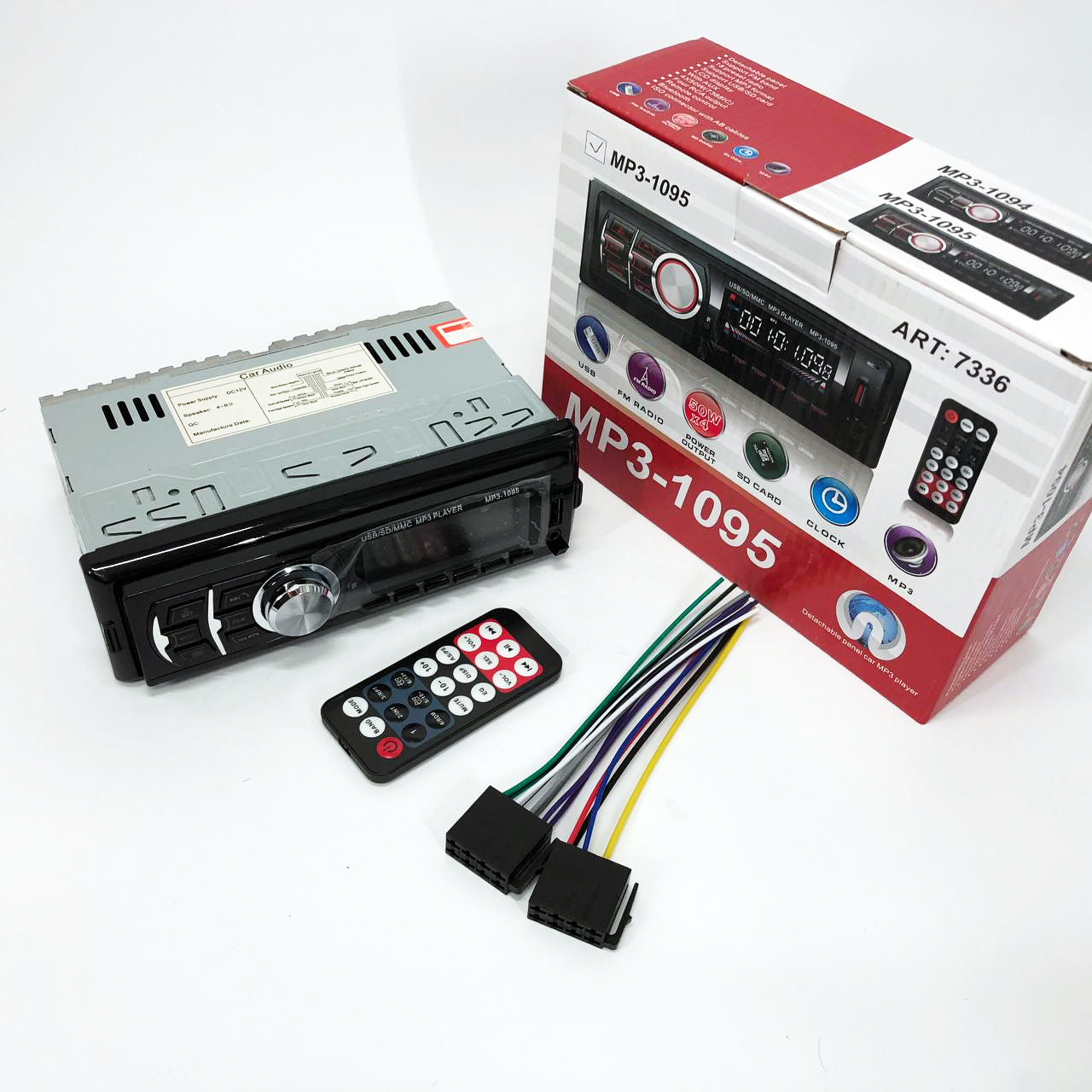 Автомагнитола MP3 1095/7336 BT ISO со съемной панелью 1DIN 4х50Вт, Автомобильная магнитола стерео звук