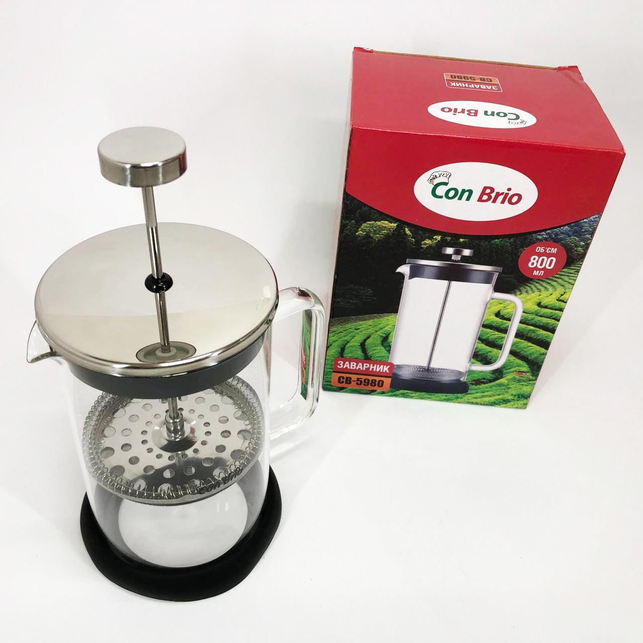 Френч-пресс Con Brio CB-5980 800 мл, Чайник для заваривания трав, Заварник прозрачный