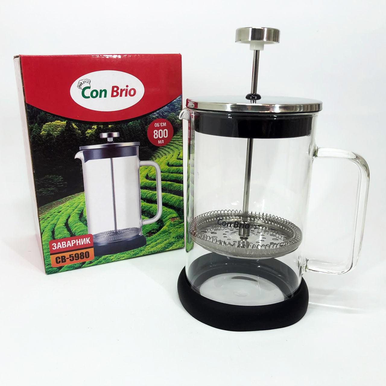 Френч-пресс Con Brio CB-5980 800 мл, Чайник для заваривания трав, Заварник прозрачный