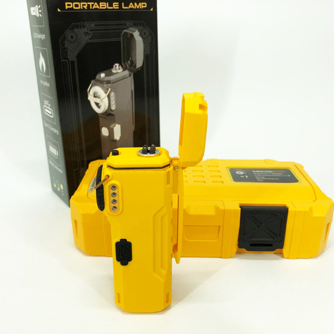 Фонарик-зажигалка армейская MULTIFUNCTIONAL D51-COB электроимпульсная аккумуляторная. Цвет: желтый