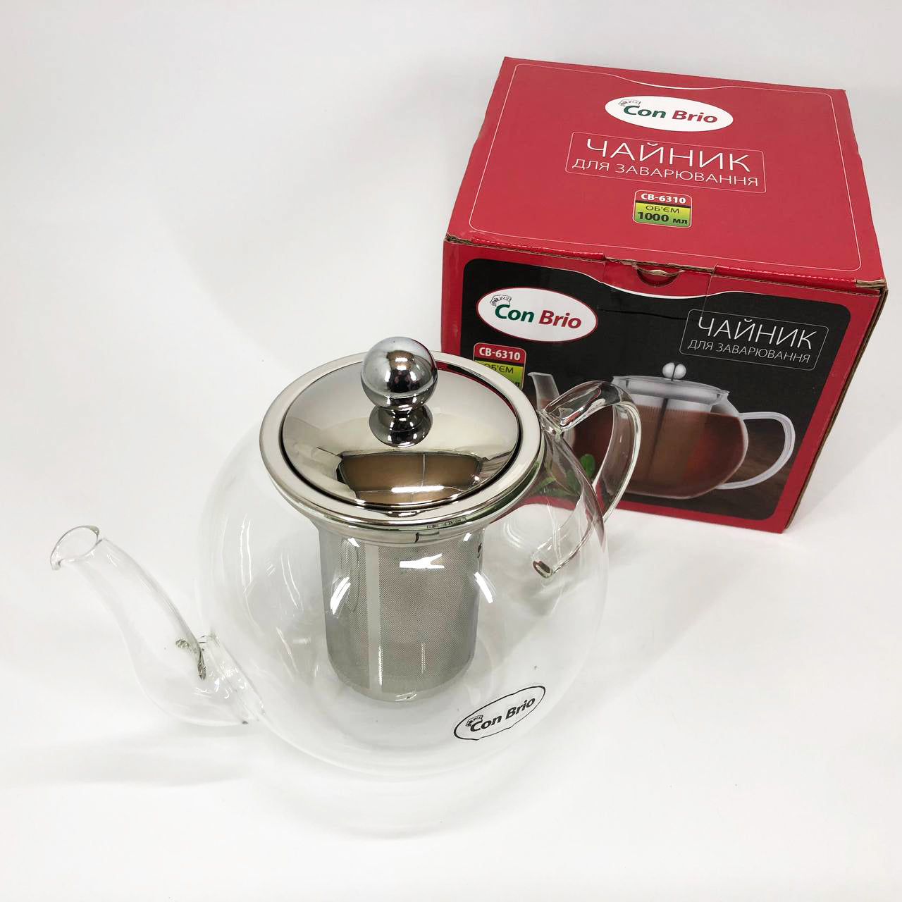 Заварочный чайник Con Brio 1 л CB-6310, Чайник самовар стеклянный, Эксклюзивные заварочные чайники