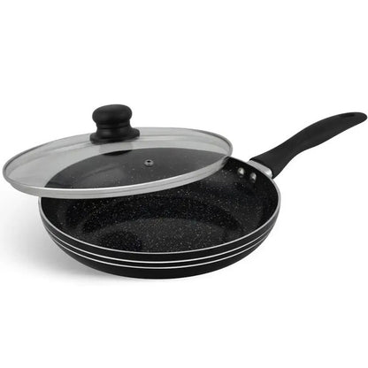 Сковорода с крышкой 24 см темный мрамор UNIQUE UN-5164 | Антипригарная сковорода | Мраморная сковорода