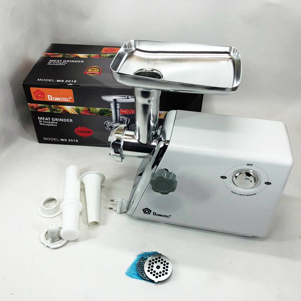 Мясорубка с соковыжималкой Domotec MS-2018 2500 Вт. Цвет: белый