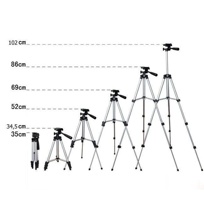 Штатив для телефона и фотоаппарата Tripod 3110 PRO портативный трипод 0,35-1.02м высота. Цвет: серебряный