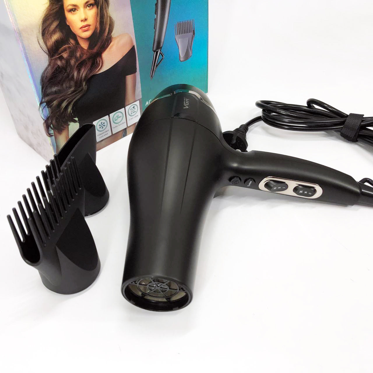 Професійний фен VGR V-450 для сушіння укладання волосся 2400 Вт режим Turbo, Повітряний стайлер для волосся