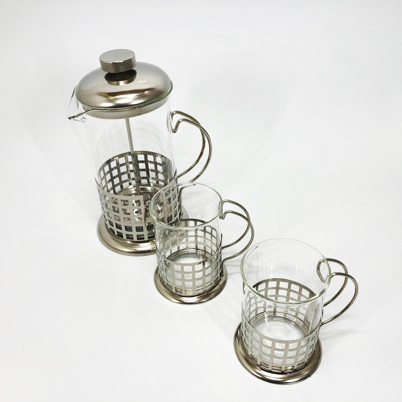 Пресс заварник из жаропрочного боросиликатного стекла UNIQUE UN-1155 0.6 л + 2 чашки Френч-пресс для кофе